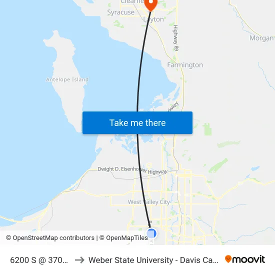 6200 S @ 3709 W to Weber State University - Davis Campus map