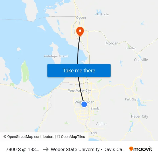 7800 S @ 1839 W to Weber State University - Davis Campus map