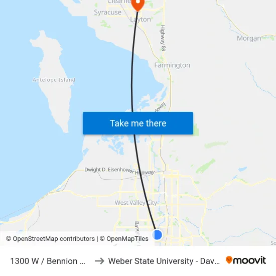 1300 W / Bennion Blvd (Sb) to Weber State University - Davis Campus map