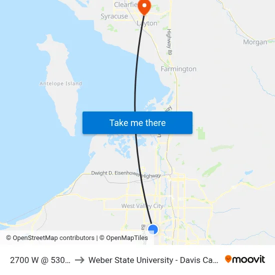 2700 W @ 5300 S to Weber State University - Davis Campus map
