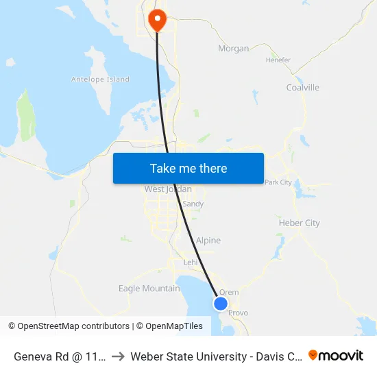 Geneva Rd @ 1161 S to Weber State University - Davis Campus map