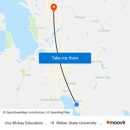 Uvu Mckay Education Building (Eb) to Weber State University - Davis Campus map