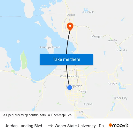 Jordan Landing Blvd / Plaza Center to Weber State University - Davis Campus map