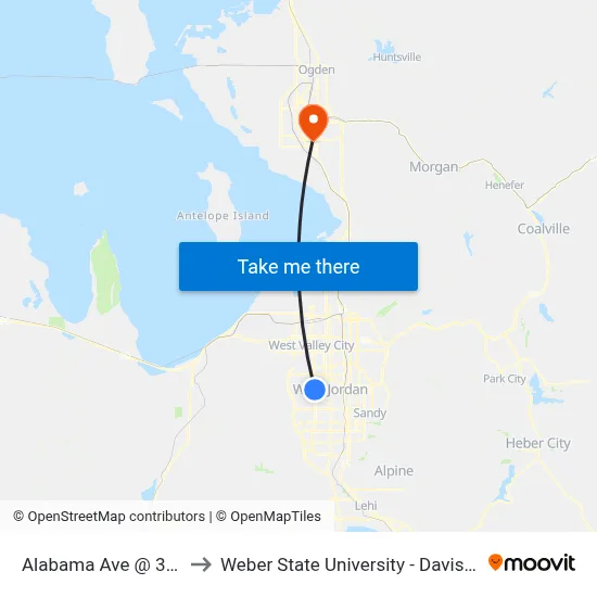 Alabama Ave @ 3766 W to Weber State University - Davis Campus map
