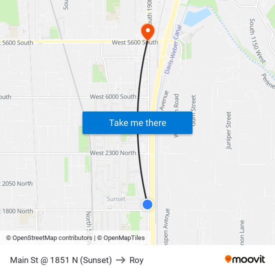 Main St @ 1851 N  (Sunset) to Roy map