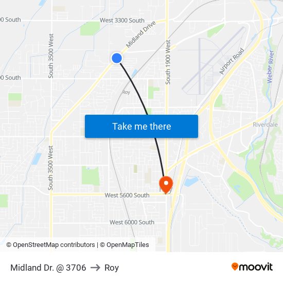 Midland Dr. @ 3706 to Roy map