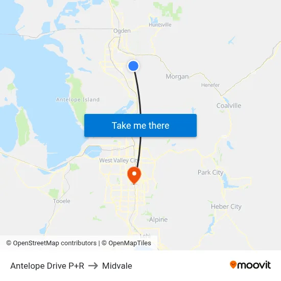 Antelope Drive P+R to Midvale map