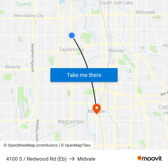 4100 S / Redwood Rd (Eb) to Midvale map