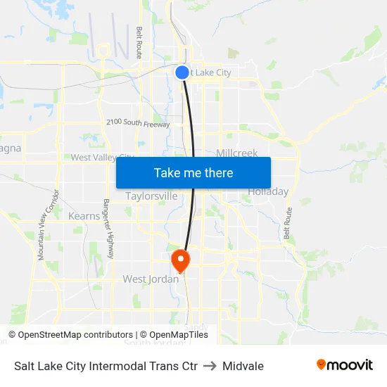 Salt Lake City Intermodal Trans Ctr to Midvale map