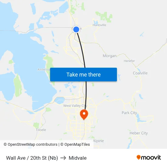 Wall Ave / 20th St (Nb) to Midvale map