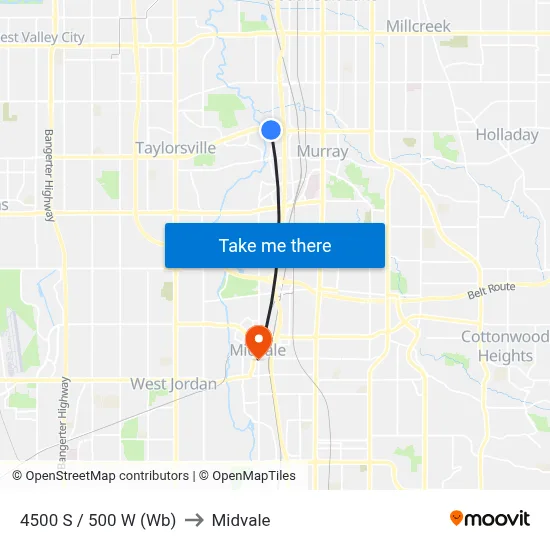 4500 S / 500 W (Wb) to Midvale map
