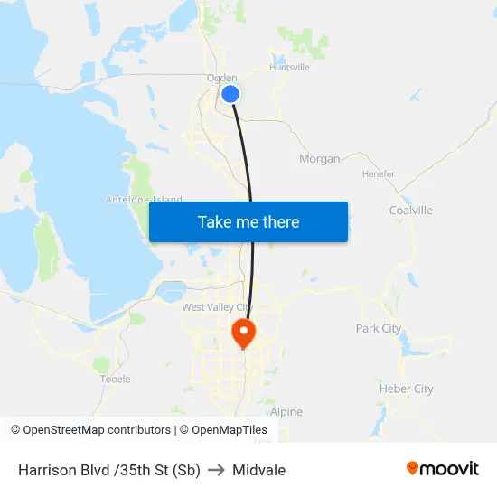 Harrison Blvd /35th St (Sb) to Midvale map