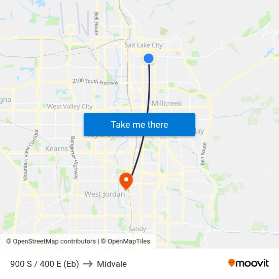 900 S / 400 E (Eb) to Midvale map