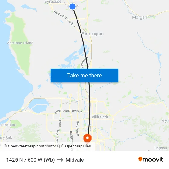 1425 N / 600 W (Wb) to Midvale map