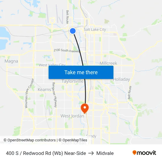400 S / Redwood Rd (Wb) Near-Side to Midvale map