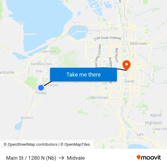 Main St / 1280 N (Nb) to Midvale map