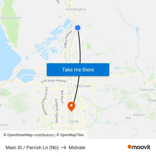 Main St / Parrish Ln (Nb) to Midvale map