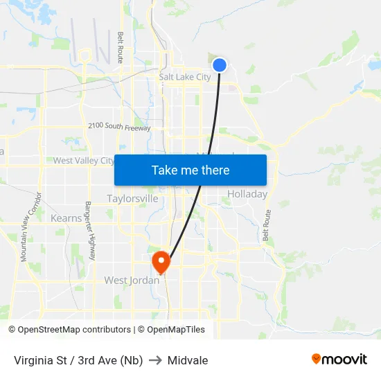 Virginia St / 3rd Ave (Nb) to Midvale map