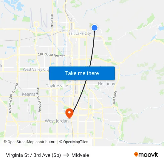 Virginia St / 3rd Ave (Sb) to Midvale map