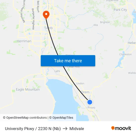 University Pkwy / 2230 N (Nb) to Midvale map