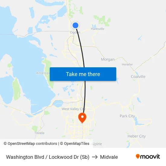 Washington Blvd / Lockwood Dr (Sb) to Midvale map