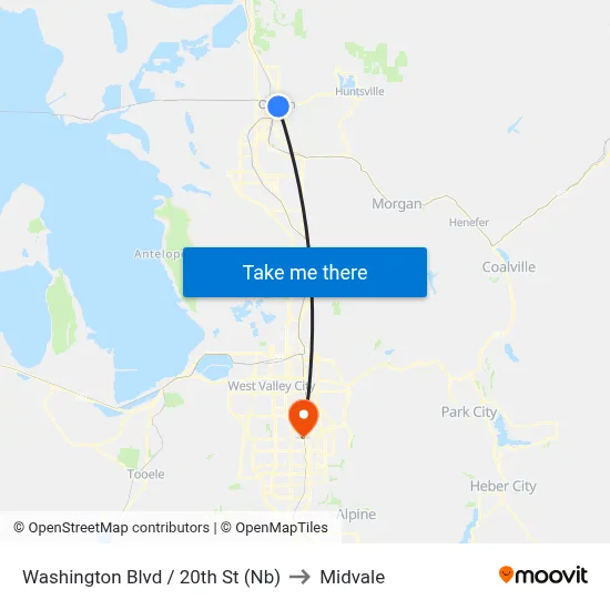 Washington Blvd / 20th St (Nb) to Midvale map