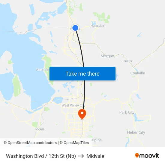 Washington Blvd / 12th St (Nb) to Midvale map