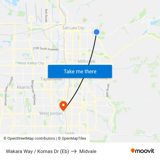 Wakara Way / Komas Dr (Eb) to Midvale map