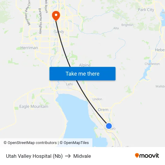 Utah Valley Hospital (Nb) to Midvale map