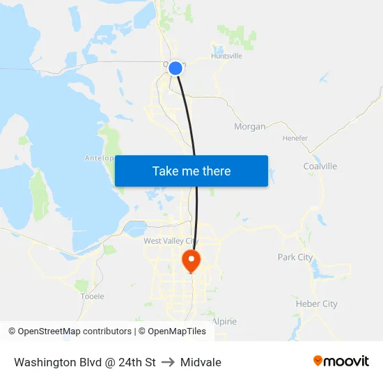 Washington Blvd @ 24th St to Midvale map