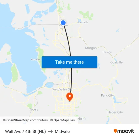 Wall Ave / 4th St (Nb) to Midvale map