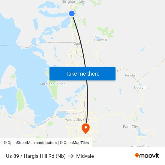Us-89 / Hargis Hill Rd (Nb) to Midvale map