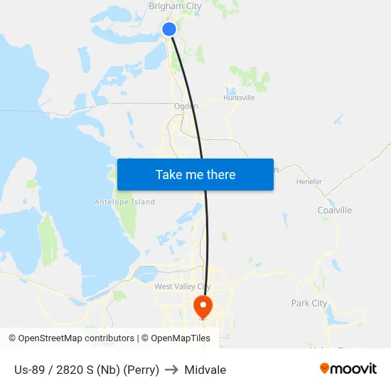 Us-89 / 2820 S (Nb) (Perry) to Midvale map