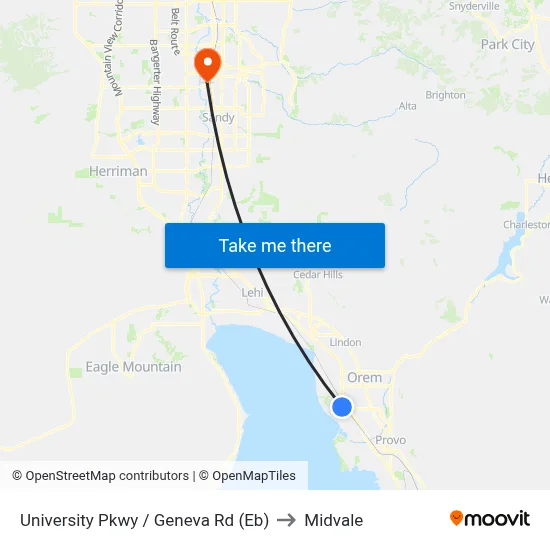 University Pkwy / Geneva Rd (Eb) to Midvale map
