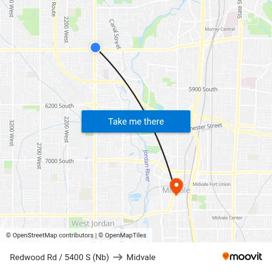 Redwood Rd / 5400 S (Nb) to Midvale map