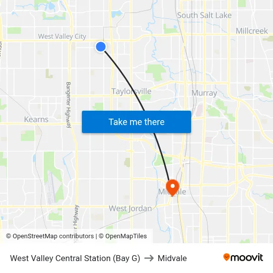 West Valley Central Station (Bay G) to Midvale map