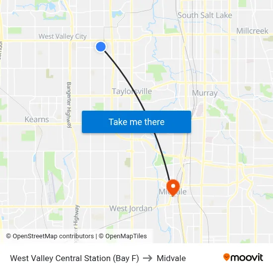 West Valley Central Station (Bay F) to Midvale map