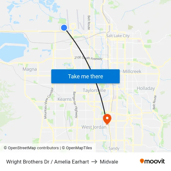 Wright Brothers Dr / Amelia Earhart to Midvale map