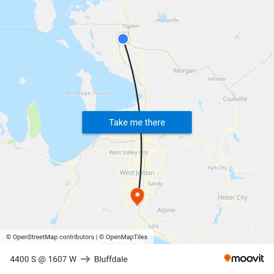 4400 S @ 1607 W to Bluffdale map