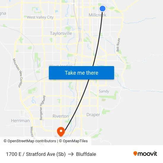 1700 E / Stratford Ave (Sb) to Bluffdale map