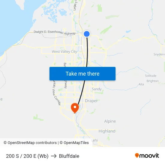 200 S / 200 E (Wb) to Bluffdale map