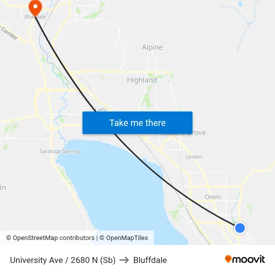 University Ave / 2680 N (Sb) to Bluffdale map