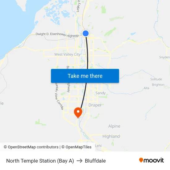 North Temple Station (Bay A) to Bluffdale map