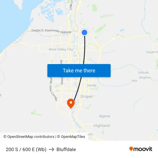 200 S / 600 E (Wb) to Bluffdale map
