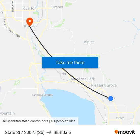 State St / 200 N (Sb) to Bluffdale map