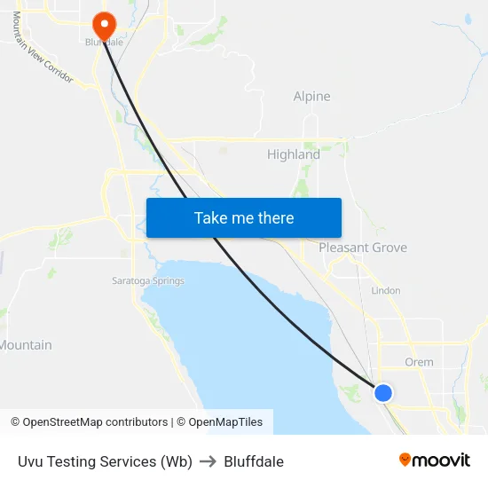 Uvu Testing Services (Wb) to Bluffdale map