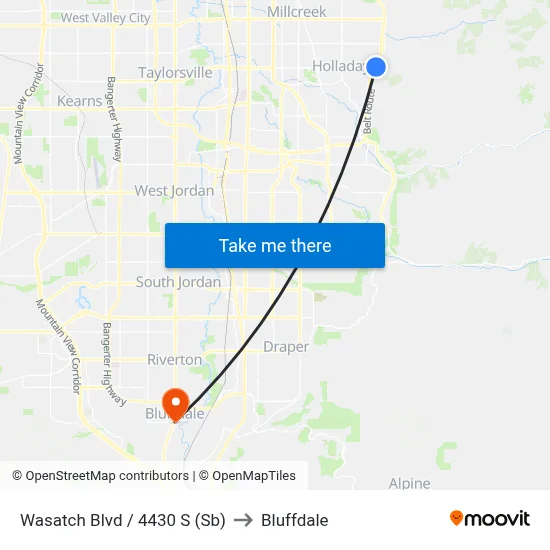 Wasatch Blvd / 4430 S (Sb) to Bluffdale map