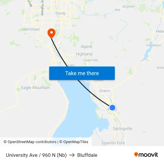 University Ave / 960 N (Nb) to Bluffdale map