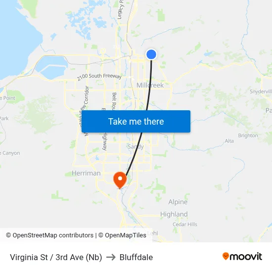 Virginia St / 3rd Ave (Nb) to Bluffdale map