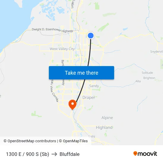 1300 E / 900 S (Sb) to Bluffdale map
